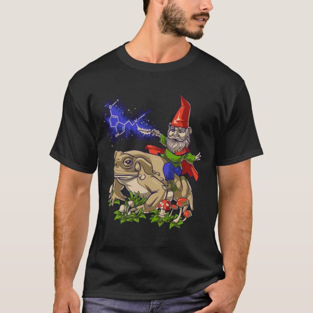 Camiseta Gnome Riding Bufo Alvarius Toad 5 Meo Dmt Psychede (Frente)