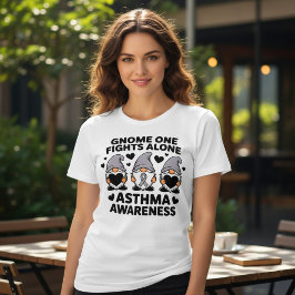 Camiseta Gnome Um Luta Sozinho Conscientização sobre Asma