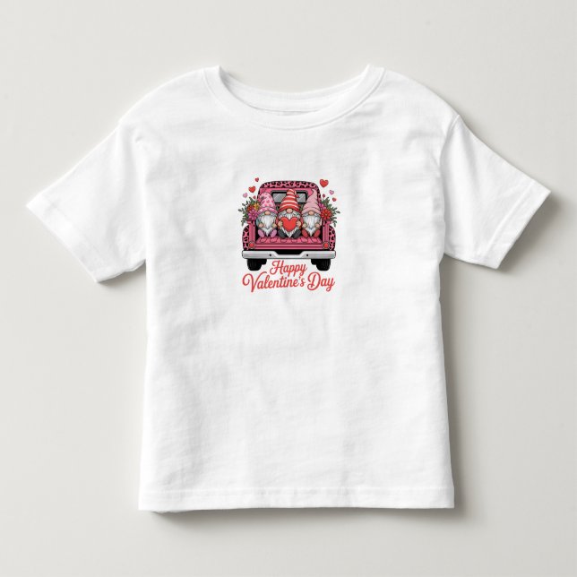 Camiseta gnomes-apaixonados-valentines-rosado-caminhão-feli (Frente)
