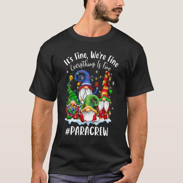 Camiseta Gnomes Christmas Light I'm Fine Everything Is Fine (Frente)