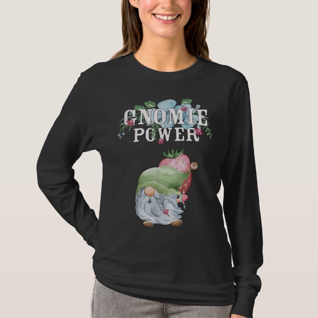 Camiseta Gnomie De Potência Única De Energia De Flor Funny  (Frente)