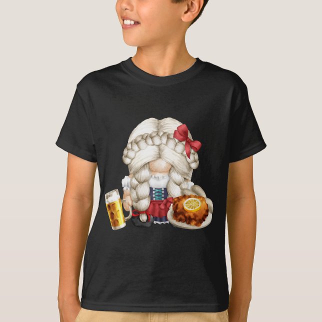 Camiseta Gnomie Gnomie Bonita Com Schnitzel E Cerveja - (Frente)