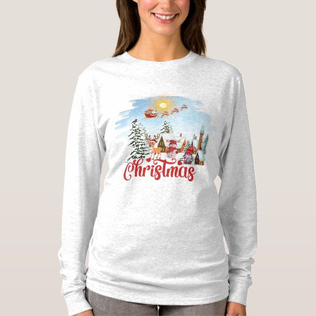 Camiseta Gnomo Bonito, Neve Celebrando Férias de Natal (Frente)