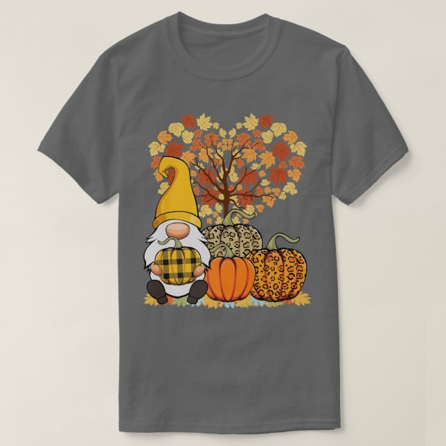 Camiseta Gnomo Bonito Pumpkins outono Queda Ventiladores Am (Frente do Design)