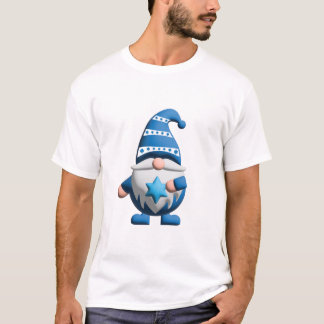 Camiseta Gnomo Branco Azul segurando Estrela de Davi