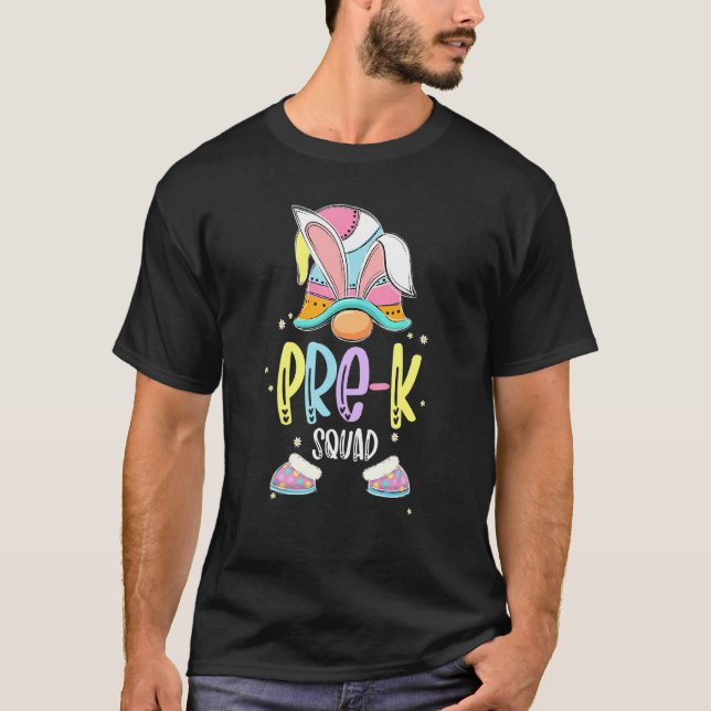 Camiseta Gnomo Cute Pre K Teacher Squad Easter Ount Out (Frente)