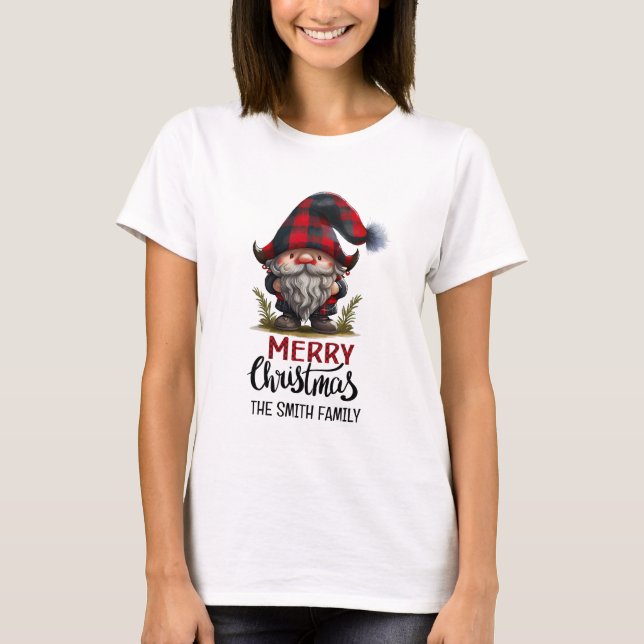 Camiseta Gnomo da Família Correspondente Feliz Natal | Dive (Frente)
