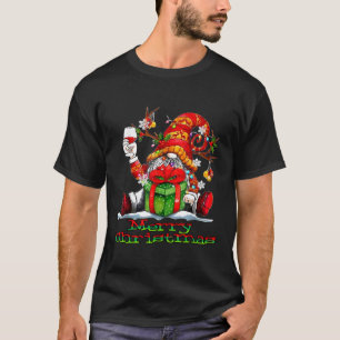 Camiseta Gnomo da Rena do Papai Noel Bebendo Vinho Natal En