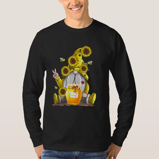 Camiseta Gnomo de girassol com abelha amarela (Frente)