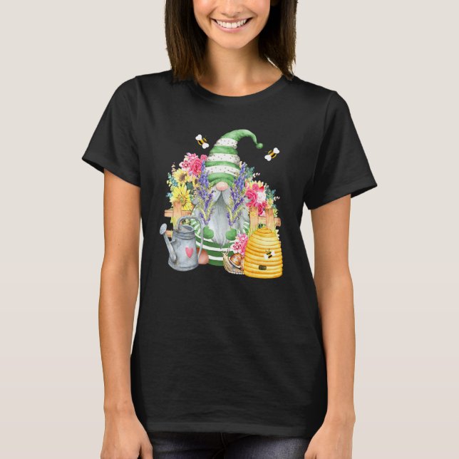 Camiseta Gnomo De Jardim Com Abelhas E Flores (Frente)