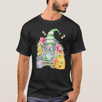 Camiseta Gnomo de Jardim Fofo Com Abelhas e Flores Jardinei