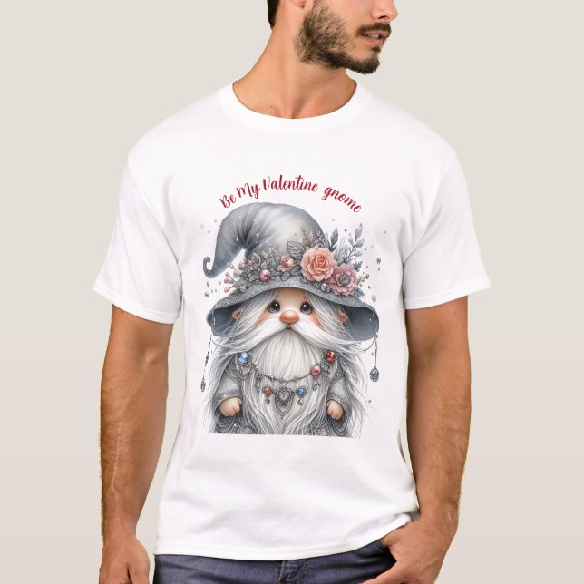 Camiseta Gnomo de namorados prateado elegante (Frente)