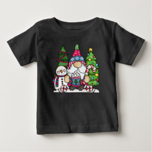 Camiseta Gnomo de Natal Boneco de Neve Árvores Fofo