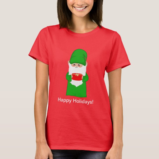 Camiseta Gnomo de Natal Engraçado e Feio em Verde Feio (Frente)