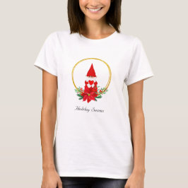 Camiseta Gnomo de Natal Fofo em Coroa Dourada