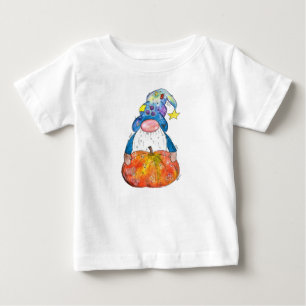 Camiseta Gnomo de outono branco, bonito, com abóbora