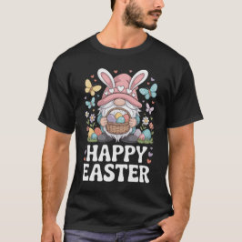 Camiseta Gnomo de Páscoa Engraçado Cartoon Com Cesta de Ovo