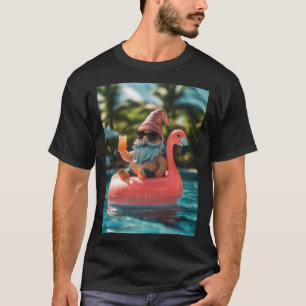 Camiseta Gnomo de Verão em óculos de sol no Flamingo Float