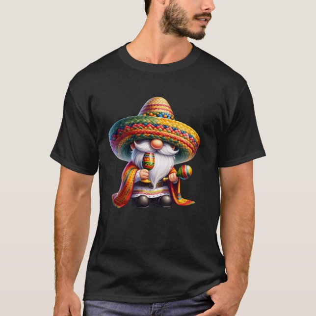 Camiseta Gnomo do Cinco De Mayo para Professores Com Poncho (Frente)