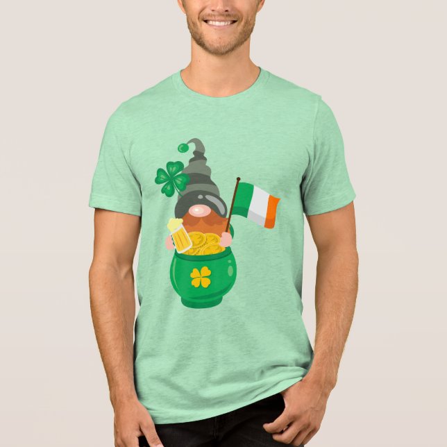 Camiseta Gnomo do Dia de Patrick com Pote de Dourado (Frente)