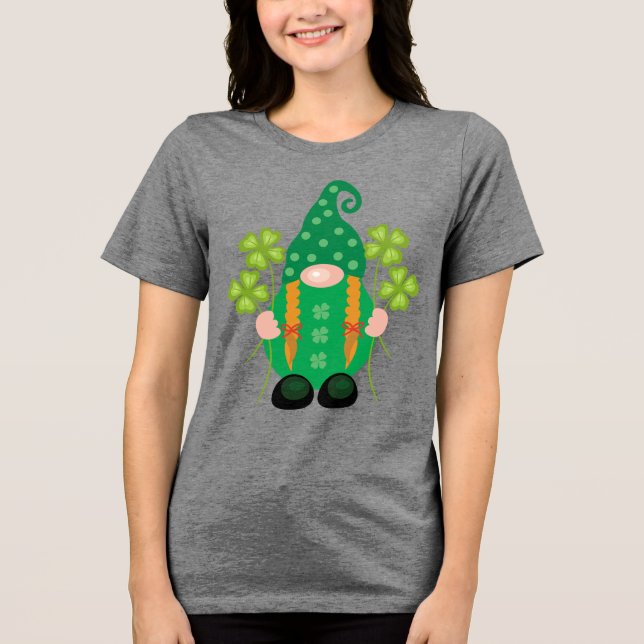 Camiseta Gnomo do Dia de Patrick com Shamrocks (Frente)