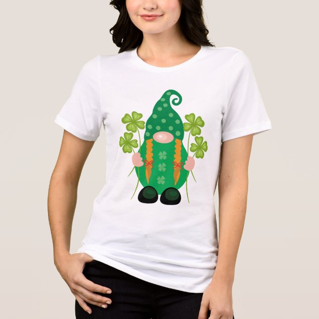 Camiseta Gnomo do Dia de Patrick com Shamrocks (Frente)
