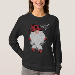 Camiseta Gnomo do Jardim Feliz Natal Xadrez de Buffalo Verm