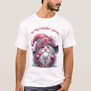 Camiseta Gnomo do namorados vermelho prateado elegante