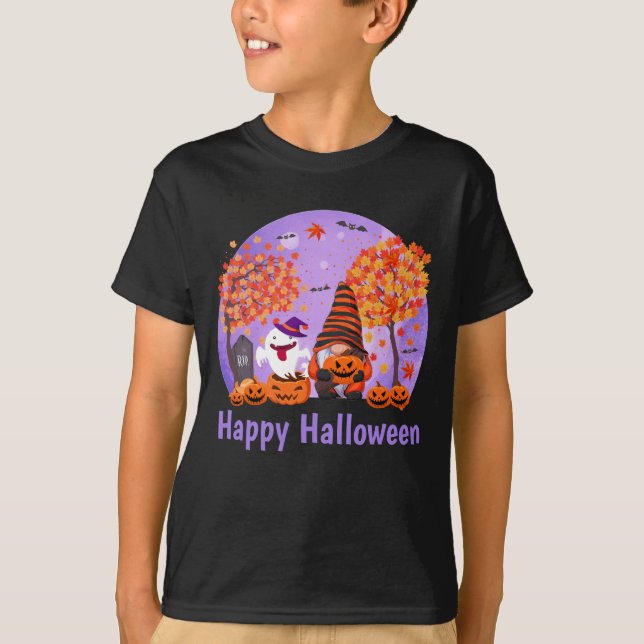 Camiseta Gnomo e fantasma bonitos do Halloween com SMS Boy' (Frente)
