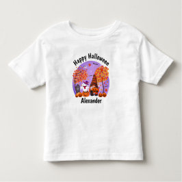 Camiseta Gnomo E Fantasma De Halloween Bonitos Com Texto