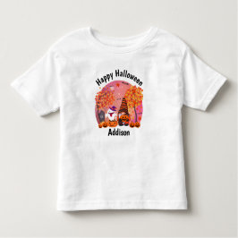 Camiseta Gnomo E Fantasma De Halloween Bonitos Com Texto