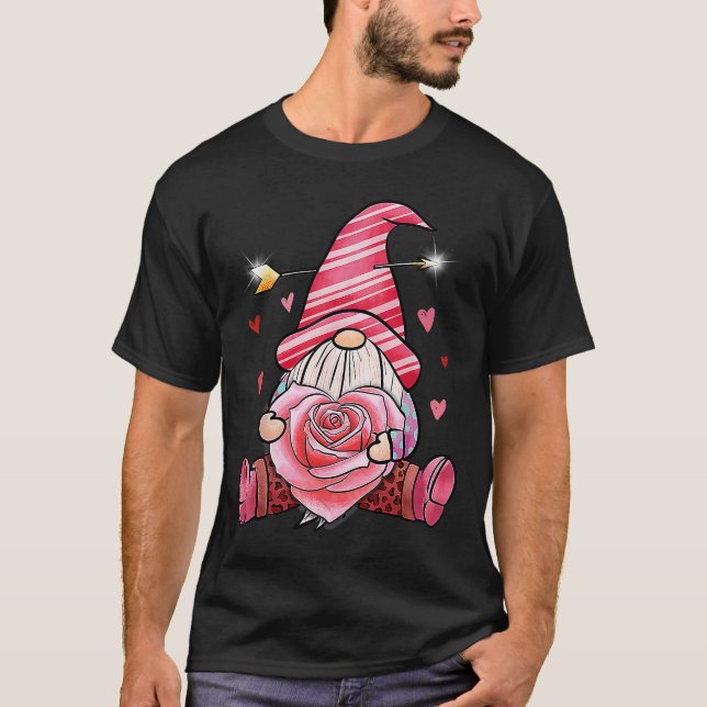 Camiseta Gnomo Flower Dia de os namorados Amor Namorados Gn (Frente)