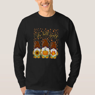 Camiseta Gnomo Fofo Abóbora Árvore Outono Folhas de Outono 