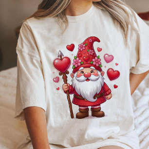 Camiseta Gnomo Fofo do Dia dos Namorados Com Corações de Am