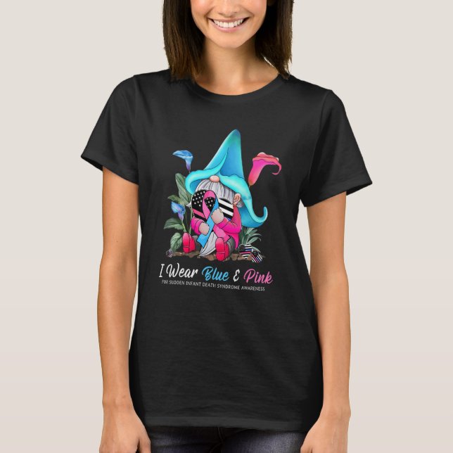 Camiseta Gnomo Fofo Segurando Fita Rosa e Azul Consciente d (Frente)