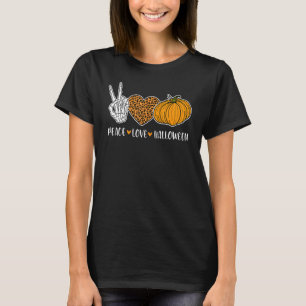 Camiseta Gnomo Halloween Peace Love e Gnomen Fall Girls Kid