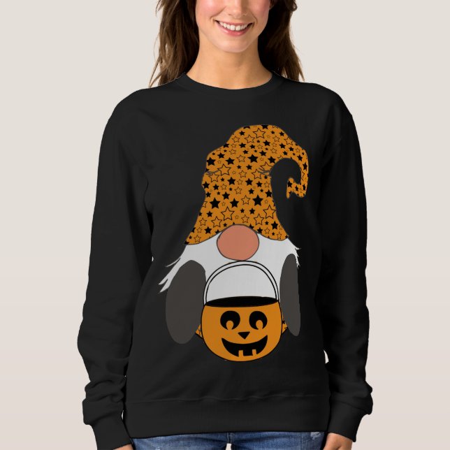 Camiseta Gnomo Halloween Trick Ou Tratar Laranja Nórdico (Frente)