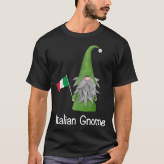 Camiseta Gnomo Italiano Segurando a Bandeira da Itália