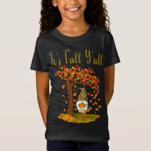 Camiseta Gnomo Leopardo Queda Pumpkins Cute É Queda Y'all T