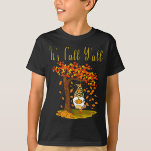 Camiseta Gnomo Leopardo Queda Pumpkins Cute É Queda Y'all T