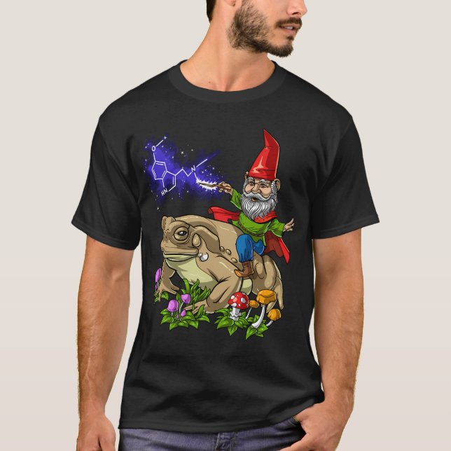 Camiseta Gnomo montando sapo Bufo Alvarius (Frente)