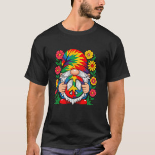Camiseta Gnomo Pacífico Com Chapéu Arco-Íris E Flores