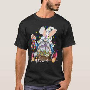 Camiseta Gnomo Quebra-cabeça Coelho de Ovo Friso Autismo S
