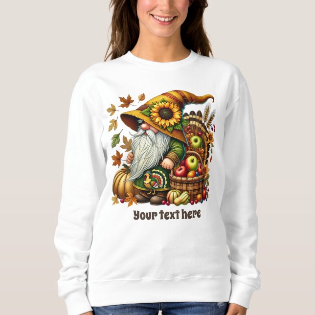 Camiseta Gnomo sazonal de outono fofo adicionar texto  (Frente)