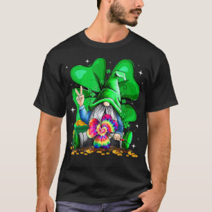 Camiseta Gnomo Tie Dye Shamrock Dia de São Patrício Para Mu