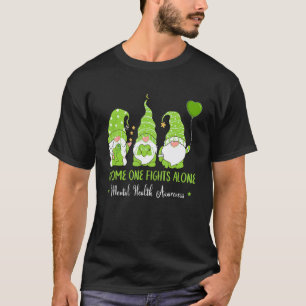 Camiseta Gnomo Um Luta Sozinho Fita Verde Saúde Mental