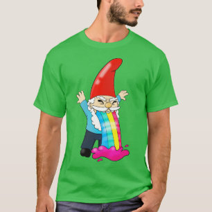 Camiseta Gnomo Vômitos Jogando Arco-Íris Engraçado
