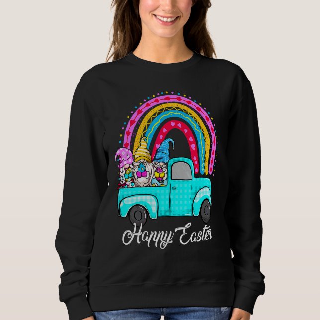 Camiseta Gnomos Arco-Íris Com Ovos Coelhinhos Caçando Pais (Frente)