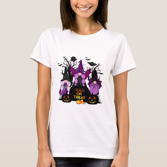 Camiseta Gnomos Assustadores do Doce ou Travessura (Frente)