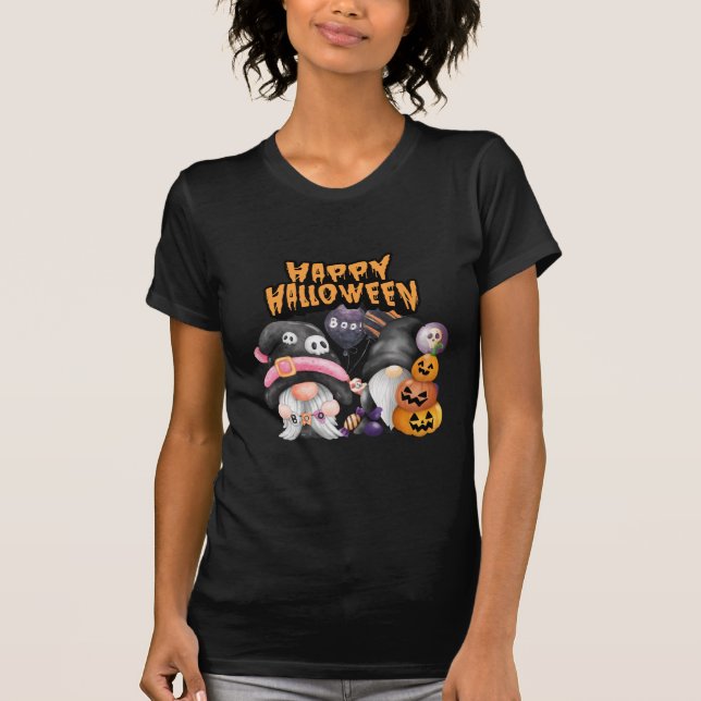 Camiseta Gnomos bonitos do Halloween. (Frente)